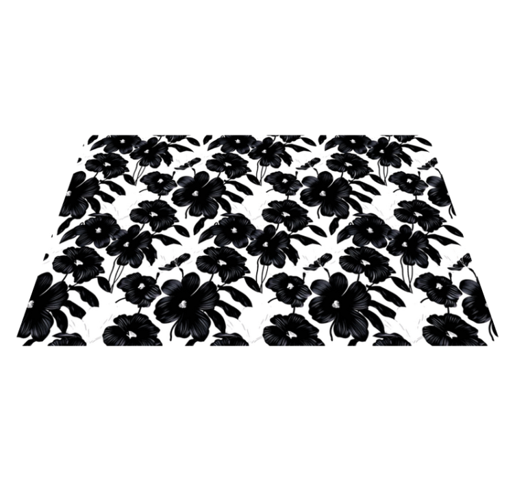 black poppy flower vinyl rug - TenStickers