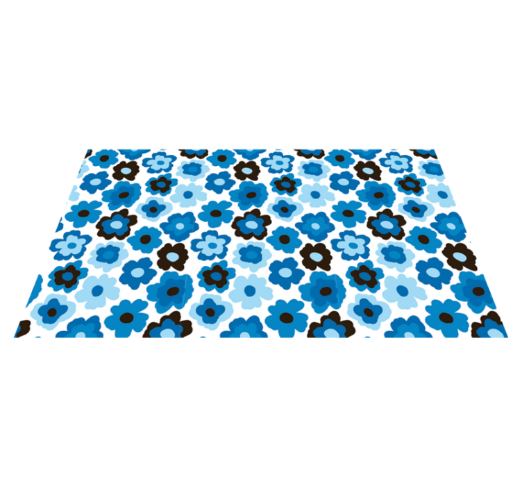 blue poppy flower vinyl rug - TenStickers