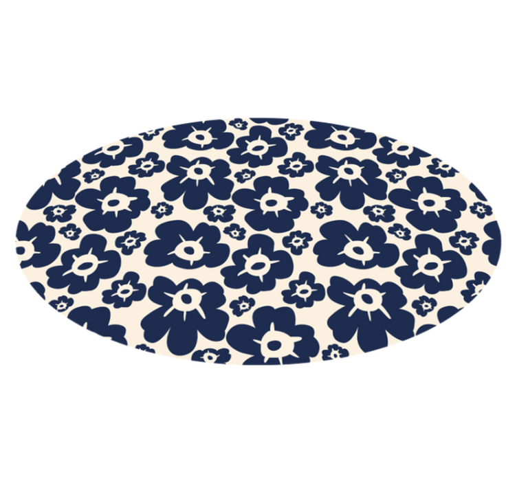 Dark blue poppy flower vinyl rug - TenStickers