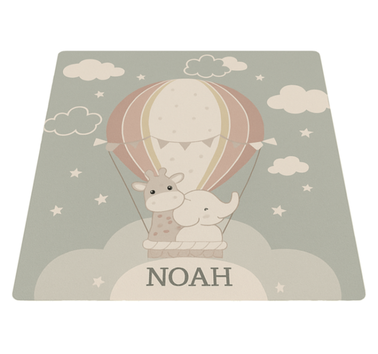Pastel air balloon personalized vinyl rug - TenStickers