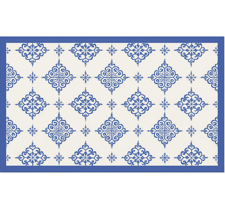 Moroccan beige tiles blue vinyl rug - TenStickers