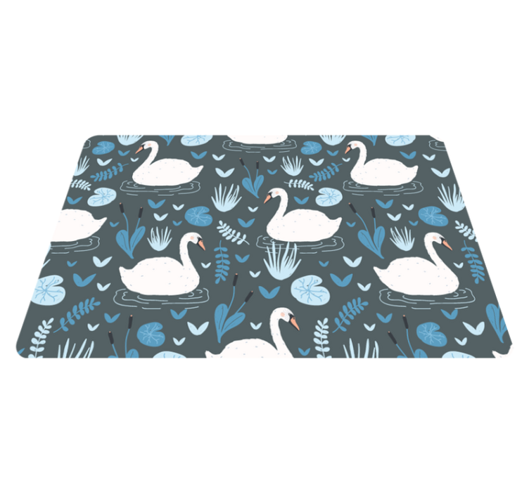 Animal vinyl rug with elegant white swan pattern - TenStickers