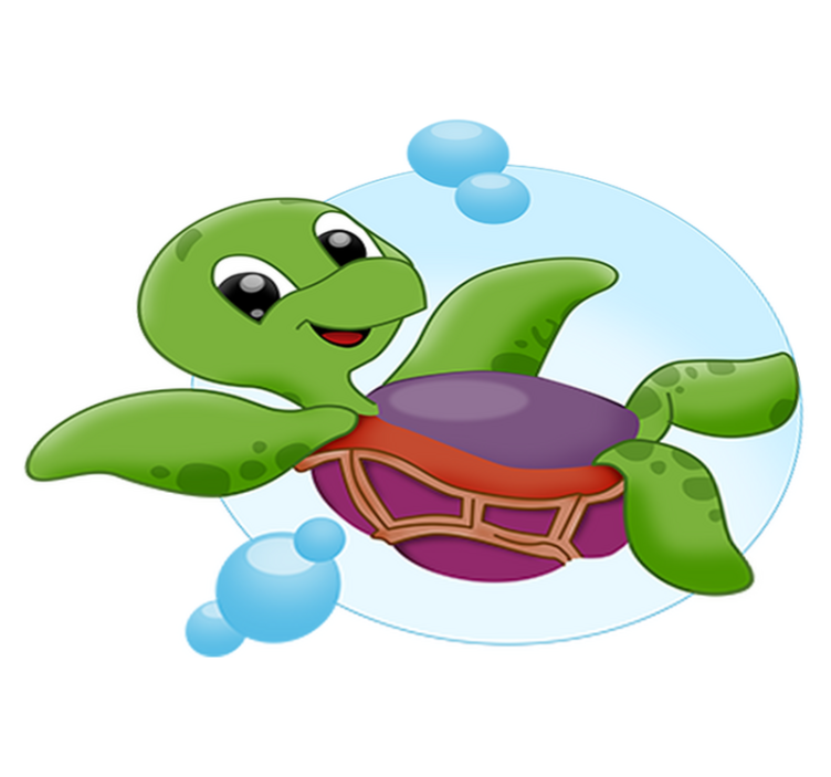 Baby turtle playing animal vinyl rug - TenStickers