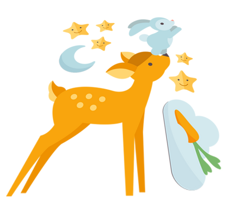 Animal vinyl rug featuring deer and bunny design - TenStickers
