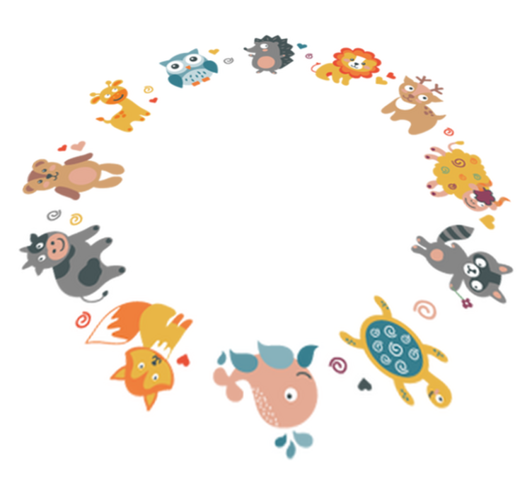 Animal vinyl rug baby animals in circle - TenStickers