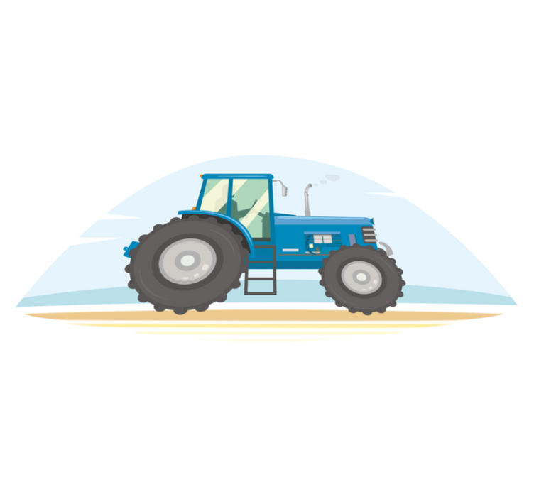 Animal vinyl rug with blue tractor illustration - TenStickers