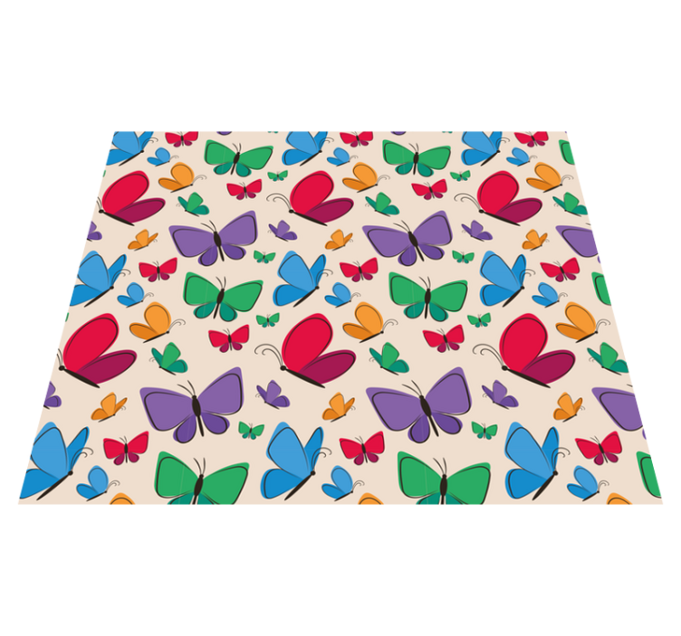 Animal vinyl rug butterflies flying for kids room - TenStickers