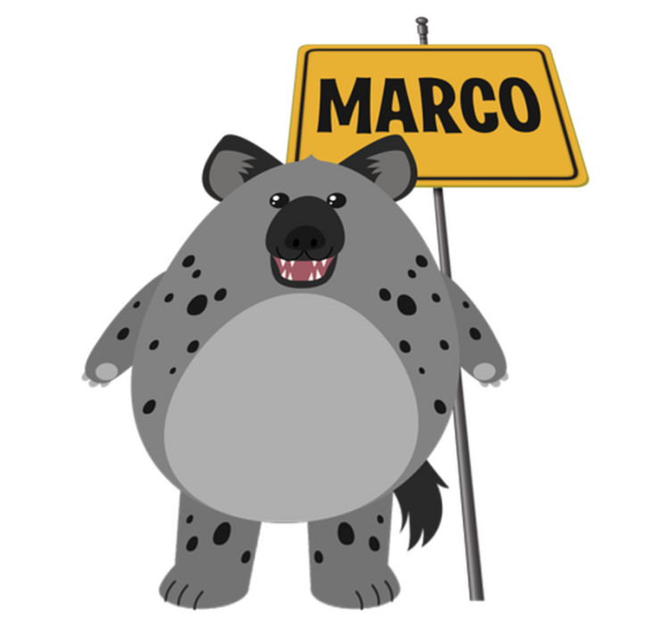 Animal vinyl rug hyena design with name - TenStickers