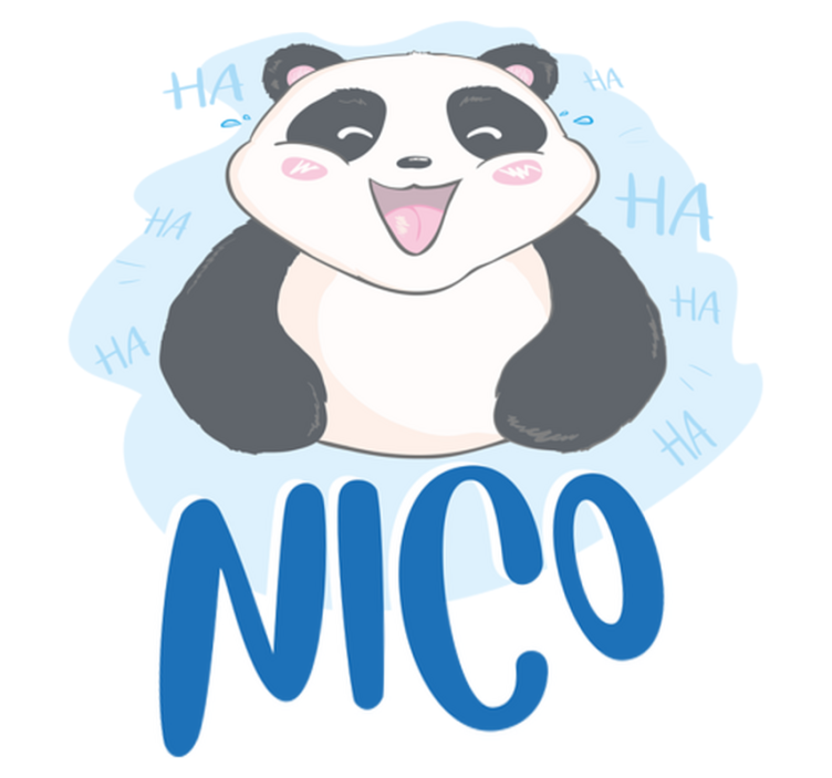 Animal vinyl rug baby panda amazed with name - TenStickers