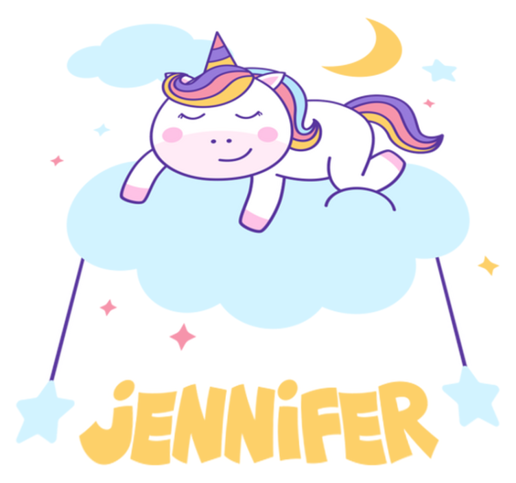 Animal vinyl rug sleeping unicorn personalized rainbow - TenStickers