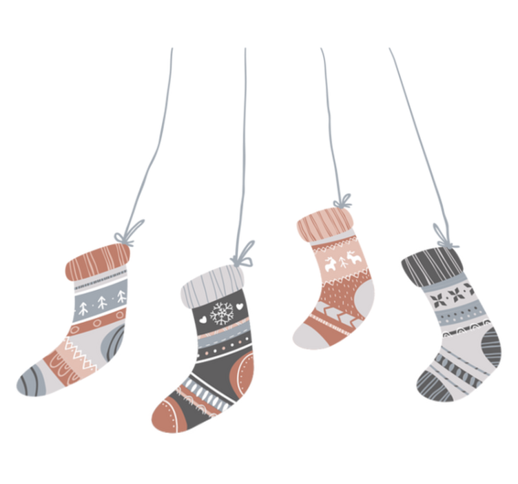 Christmas vinyl rug with festive holiday socks - TenStickers