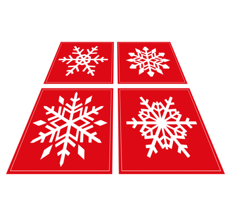 Christmas vinyl rug red snowflake tiles - TenStickers