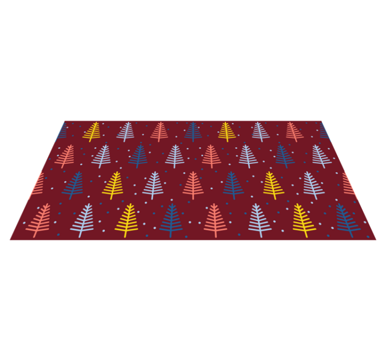 Christmas vinyl rug colorful pine tree design - TenStickers