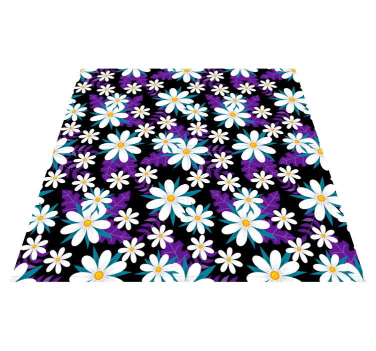 Flower vinyl rug with blooms on black background - TenStickers