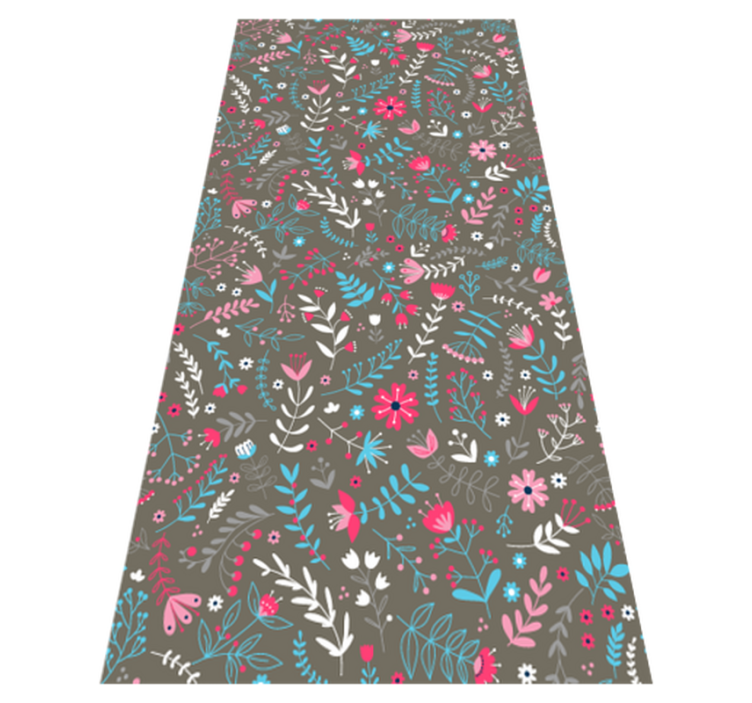 Flower vinyl rug in vibrant scattered floral design - TenStickers
