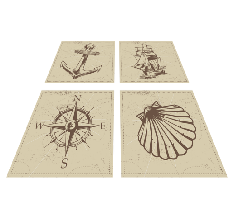 Bathroom vinyl rug with sea-themed tiles - TenStickers