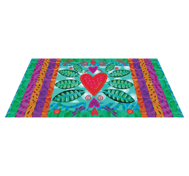 Living room vinyl rug in colorful red heart - TenStickers