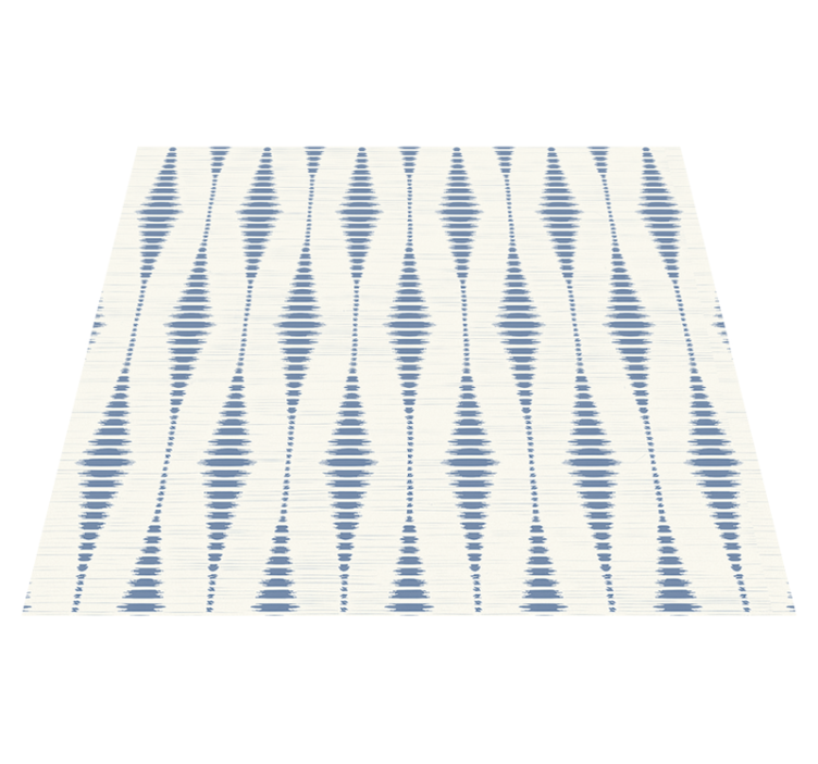 Geometric vinyl rug in blue and beige rabaul ikat - TenStickers
