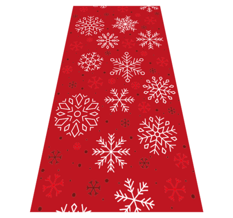 Christmas vinyl rug with snowflakes on red - TenStickers