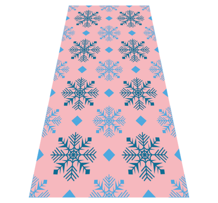 Christmas vinyl rug with pink and blue snowflakes - TenStickers