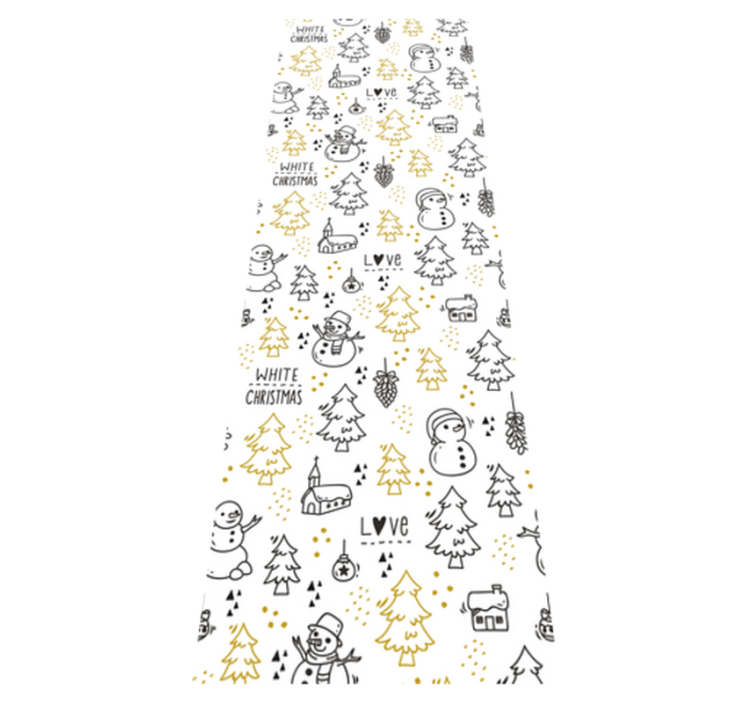 Christmas vinyl rug black and gold doodle design - TenStickers