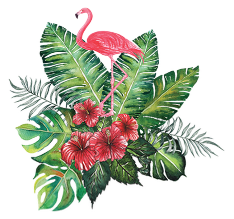Flower vinyl rug with large tropical flamingo - TenStickers