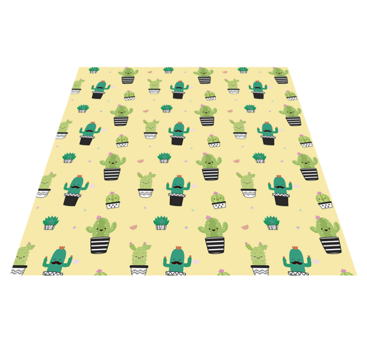 Flower vinyl rug cactus sketch pattern - TenStickers