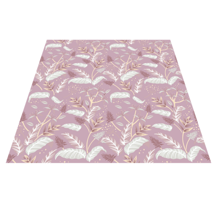 Flower vinyl rug with vintage pink tropical leaves - TenStickers