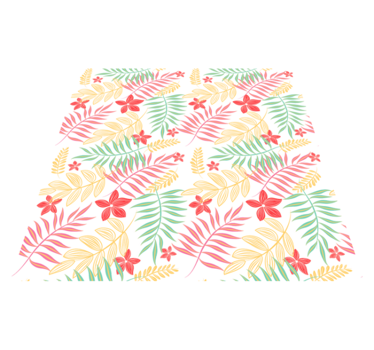 Flower vinyl rug with neon leaves design - TenStickers
