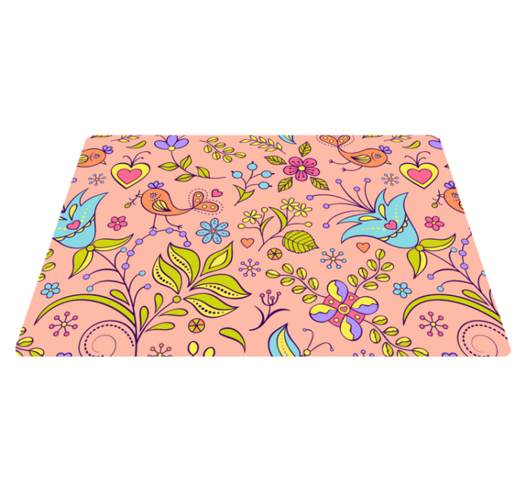 Flower vinyl rug with floral design and wildlife - TenStickers