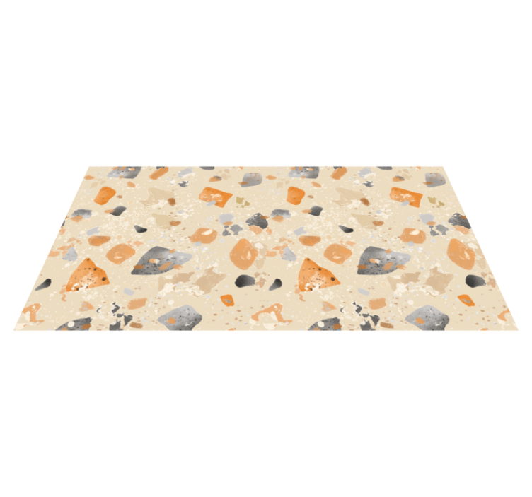 Geometric vinyl rug with monochrome terrazzo design - TenStickers