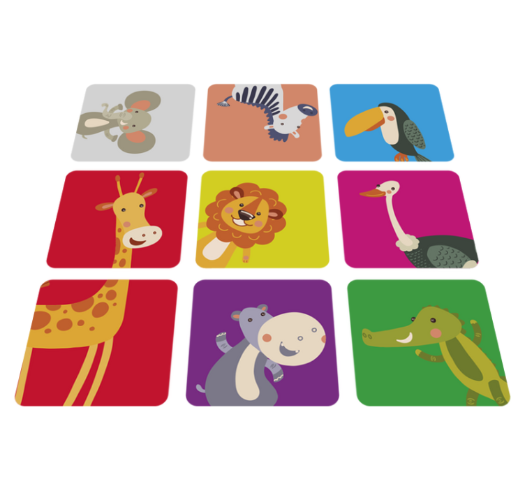 Kids vinyl rug square animal designs - TenStickers