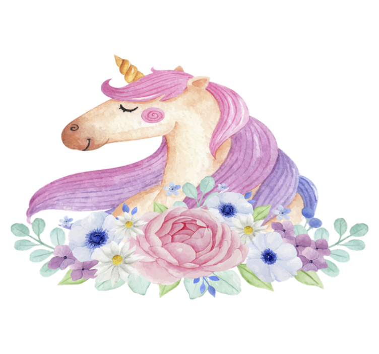 Kids vinyl rug watercolor unicorn design - TenStickers