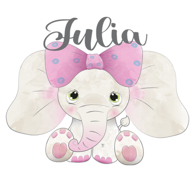 Kids vinyl rug elephant with baby and name - TenStickers
