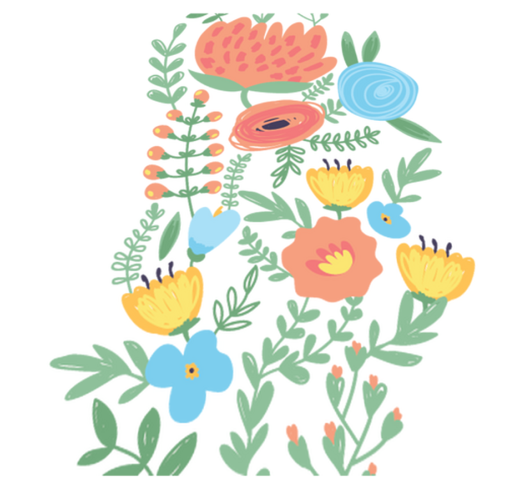 Kids vinyl rug floral door sticker - TenStickers