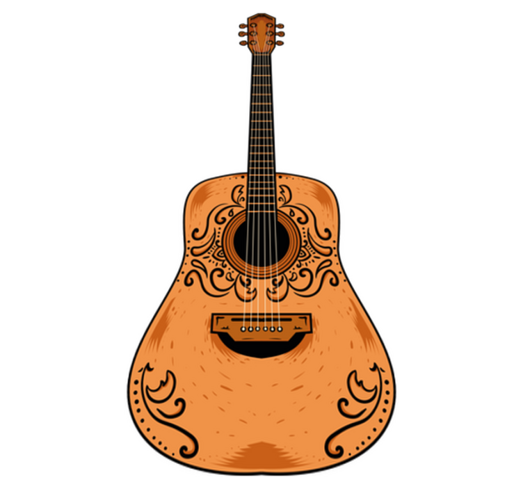 Bedroom vinyl rug orange guitar design - TenStickers