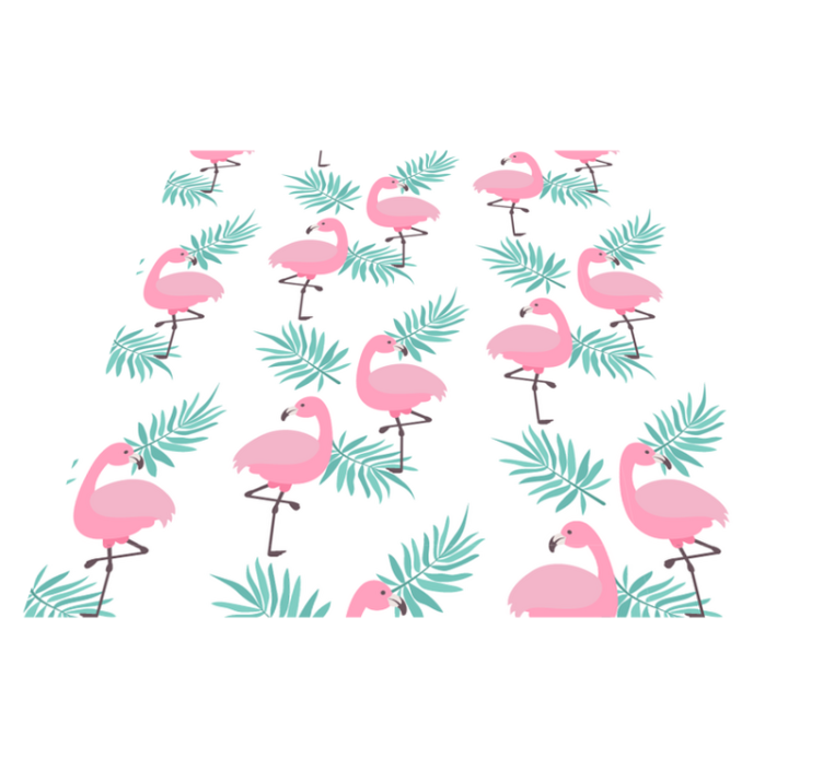 Bedroom vinyl rug with tropical flamingo pattern - TenStickers