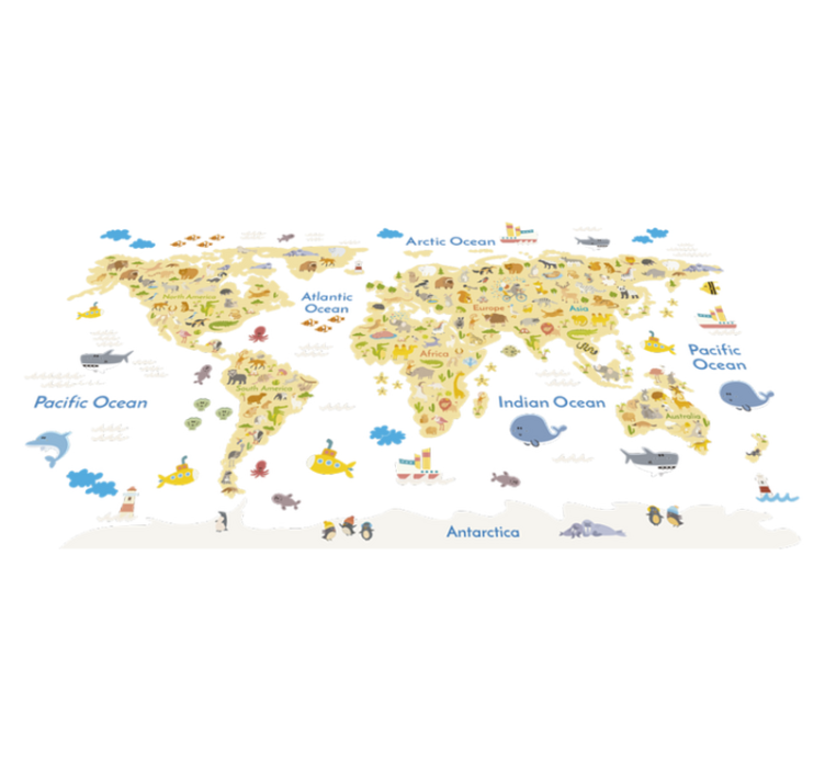 World map vinyl rug animal design - TenStickers