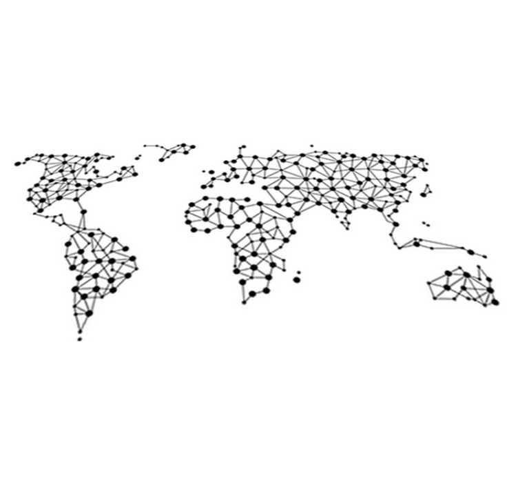 World map vinyl rug with linked locations - TenStickers