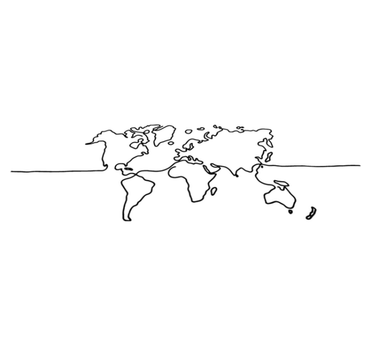 World map vinyl rug in line art design - TenStickers