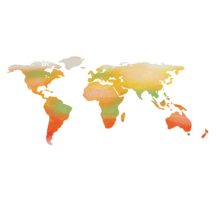 Warm colour shades world map vinyl rug - TenStickers