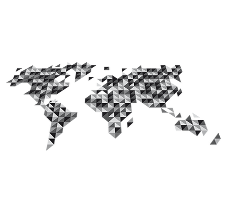 World map vinyl rug in grey scale colors - TenStickers