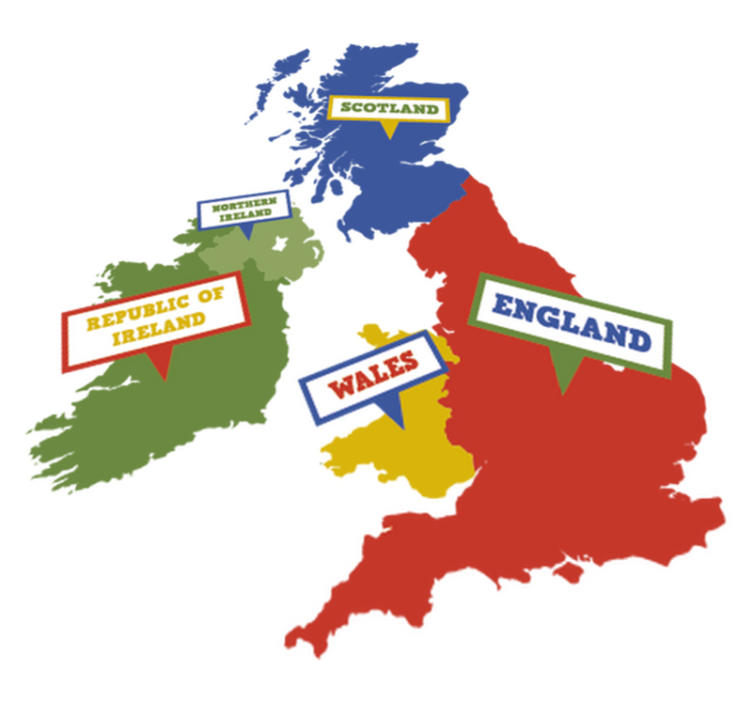 World map vinyl rug colorful great britain - TenStickers