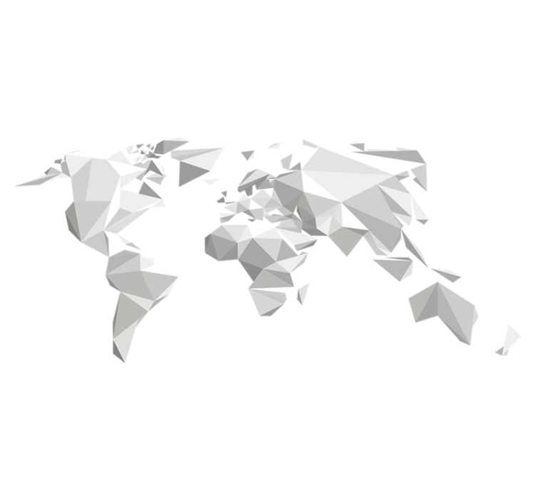 Grey origami design world map vinyl rug - TenStickers