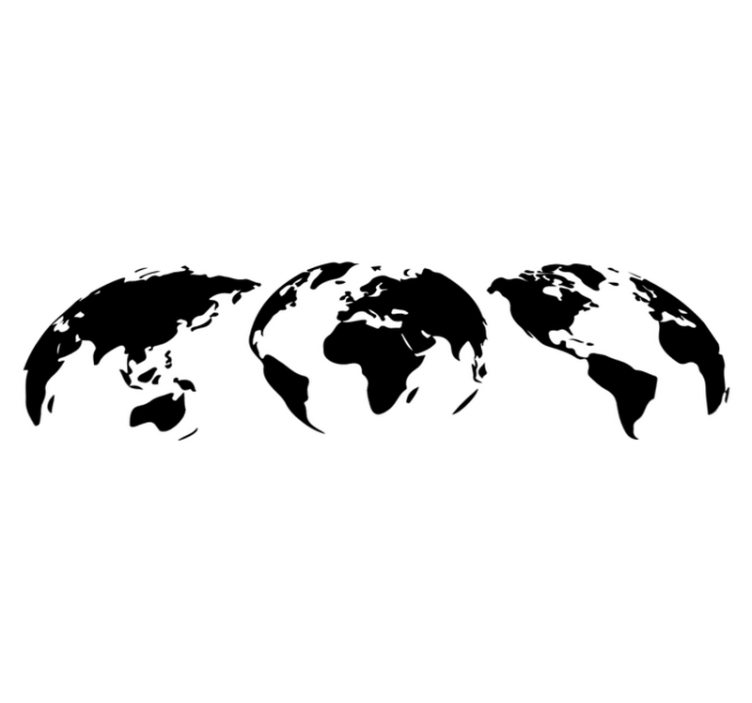 World map vinyl rug with 3 continent earth maps - TenStickers
