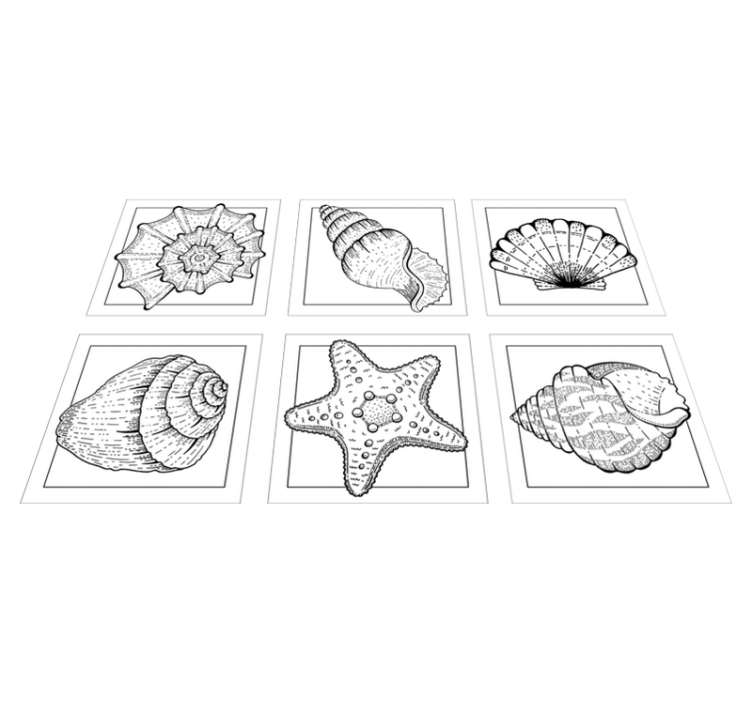 Bathroom vinyl rug featuring marine life and seashells - TenStickers