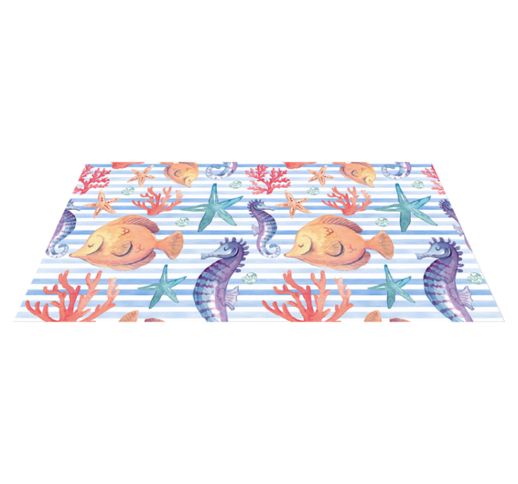 Bathroom vinyl rug sea life tiles design - TenStickers