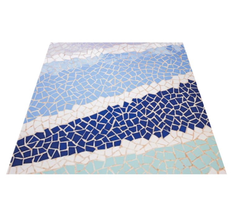 Blue small irregular tiles bathroom vinyl rug - TenStickers