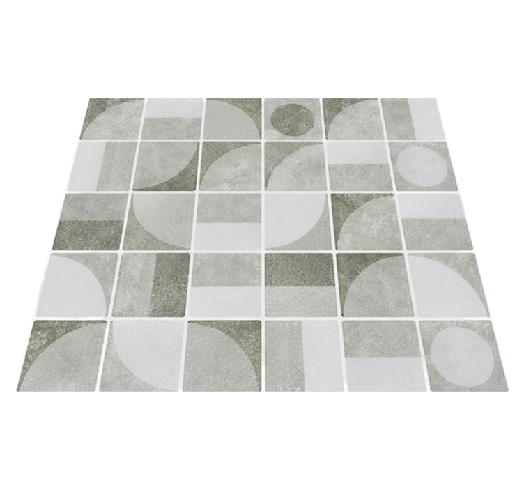 Bathroom vinyl rug in abstract grey interlocking shapes - TenStickers