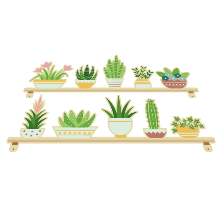 Kitchen vinyl rug cactus shelf set - TenStickers